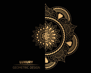 luxury ornamental mandala design background in gold color