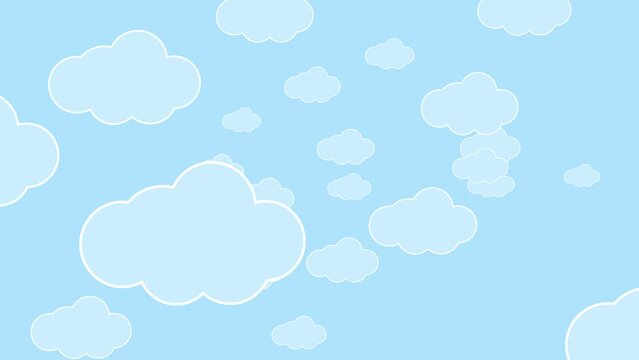 Clouds cartoon moving animated background. 4k