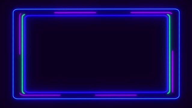 Abstract light neon frame on black background. laser show looped animation. 4K video