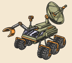 Space technologies vintage element colorful