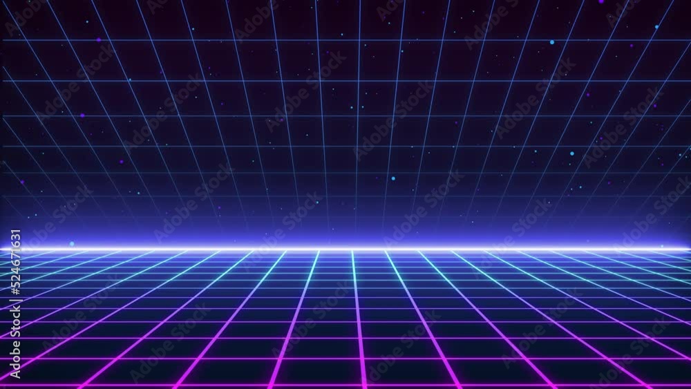 Poster retro style 80s sci-fi background futuristic with laser grid landscape. digital cyber surface style 