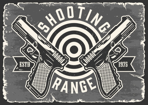 Shooting range sticker vintage monochrome