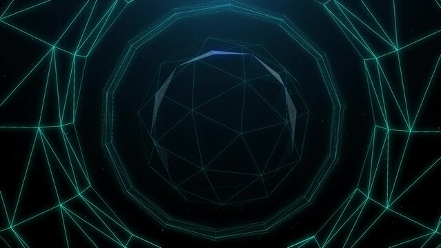 Abstract digital geometric lines neon concept technology design. 3D render 4K