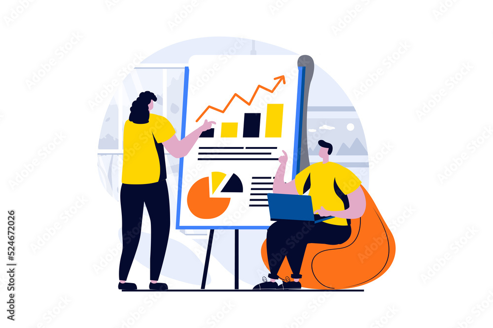 Aufkleber strategic planning concept with people scene in flat cartoon design. man and woman discussing work t