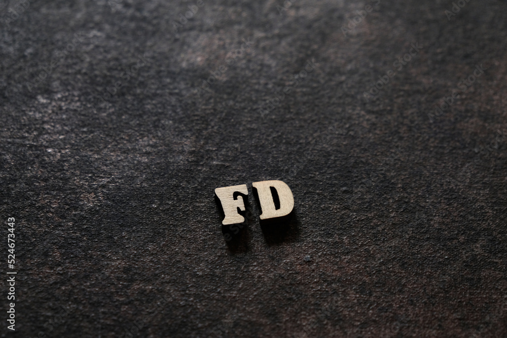 Poster the letters f and d above the dark field. initials fd