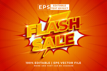 Editable text effect Flash Sale 3d cartoon template style premium vector - obrazy, fototapety, plakaty