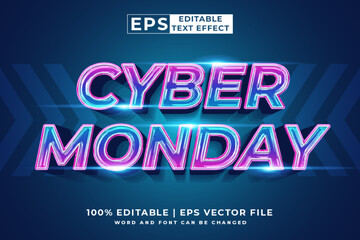 Editable text effect Cyber Monday 3d cartoon template style premium vector