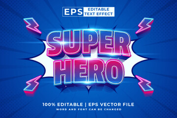 Editable text effect Super Hero 3d cartoon template style premium vector © Hasbi Creative