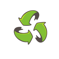hand drawn triangular swirl arrow recycling concept