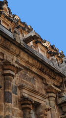 Getting close to the sculptural wonders on top of the temple wall, Dharasuram, Tamil Nadu, India
