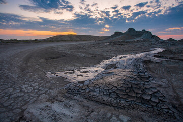 Mud volcanoes in Gobustan desert, Baku, Azerbaijan