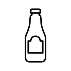 Ketchup icon. Bottle of tomato sauce. Fast food symbol. Pictogram isolated on a white background.