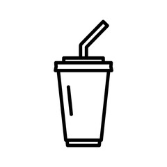 Soda paper cup icon. Fast food symbol. Pictogram isolated on a white background.