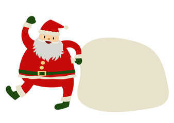 元気でかわいいサンタクロースの手描きイラスト（クリスマス素材）