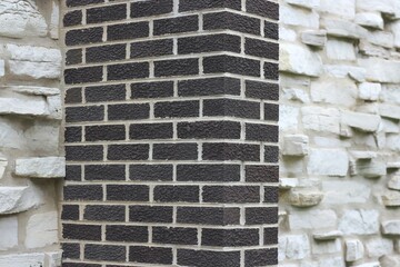 old brick wall in a bright black and white monochrome 