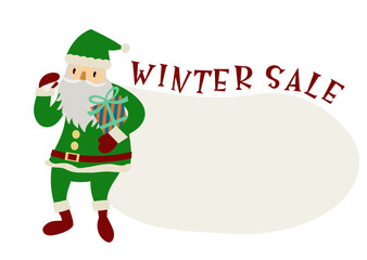 元気でかわいいサンタクロースの手描きイラスト（クリスマス素材）