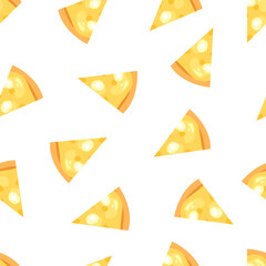 Pizza cheese seamless pattern. Pizza cartoon vector background