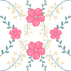 Beautiful Flowers Set, Vector Art