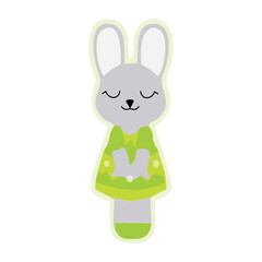 cartoon female bunny with cute and beautiful costumes. Cartoon drawings suitable for children's equipment, such as paper binders, schedules, pencils, notebooks, etc. Vector EPS10