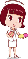 Cartoon cute nurse. - obrazy, fototapety, plakaty