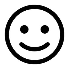 The icon of a person's smile. A smile, a human laugh. Simple linear flat illustration on a white background. Short message stickers, emoji, emoticons, cute, black and white