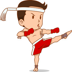 Cartoon Character of cute Muay Thai boxer.