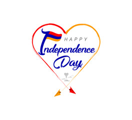 happy independence day of Armenia. Airplane draws cloud from heart. National flag vector illustration on white background.