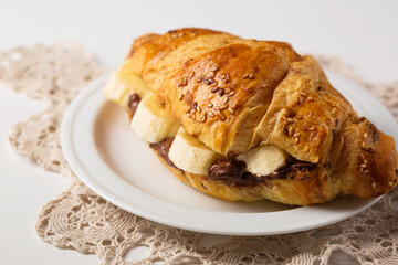 croissant with peanut butter and banana