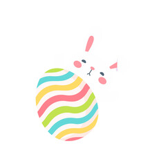 A little rabbit emerges from the hole. cartoon decorative card for children