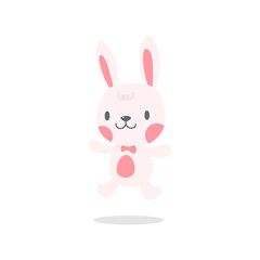A little rabbit emerges from the hole. cartoon decorative card for children