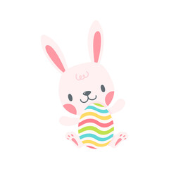 A little rabbit emerges from the hole. cartoon decorative card for children