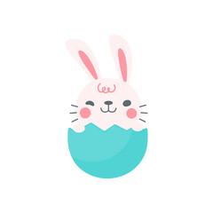 A little rabbit emerges from the hole. cartoon decorative card for children