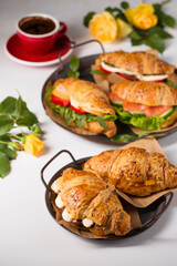 Croissants with various sweet and salty fillings