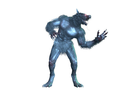 a werewolf on Halloween on white background 3D render
