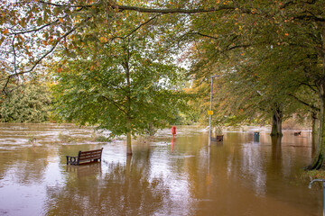Flood waters in the city of Hereford.