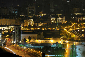 panoramic photo of Baku city boulevard  caspian sea at night