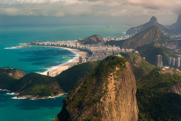 Aerial View of Rio de Janeiro With Sugarloaf Mountain and Copacabana Beach