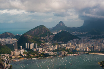 Aerial View of Rio de Janeiro With Mountains and Botafogo District
