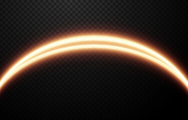 Vector glowing lines of light on an isolated transparent background. Luminous wavy lines, light trail png. Light speed effect. Neon, glowing spiral png.