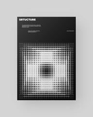 Abstract Poster Design. Vertical A4 format. Modernism brochure. Refraction and Distortion Glass Effect. Minimal illustration brutalism inspired.	