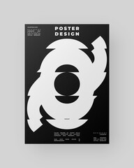 Abstract Poster Design. Vertical A4 format. Modernism brochure. Refraction and Distortion Glass Effect. Minimal illustration brutalism inspired.	