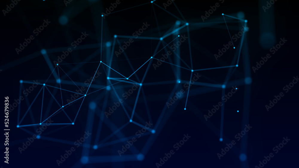 Aufkleber abstract background with connecting dots and lines. network connection structure. plexus effect. 3d