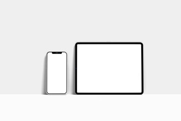 Realistic smartphone and tablet mockup for user experience presentation. Stylish concept design for websites, applications and landing pages.