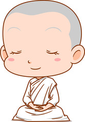 Cartoon character of Thai Buddhist Nun.