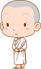 Cartoon character of Thai Buddhist Nun.