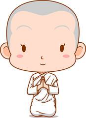 Cartoon character of Thai Buddhist Nun.
