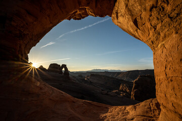 Seeing Delicate Arch and Sunburst Through Frame Arch