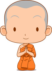 Cartoon character of Buddhist monk.