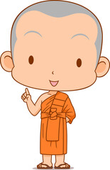 Cartoon character of Buddhist monk.