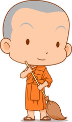 Cartoon character of Buddhist monk.